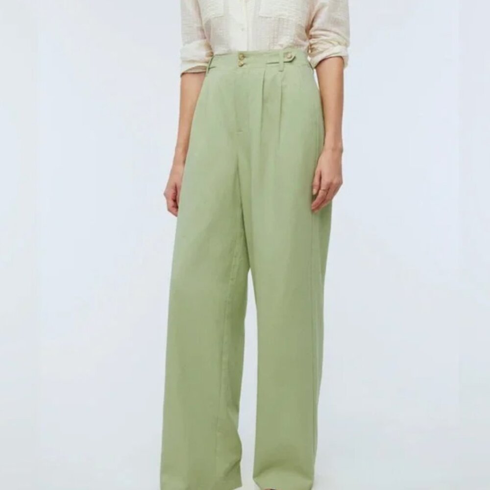 Madewell The Harlow Wide-Leg Pant Pale Lemongrass Size 10P